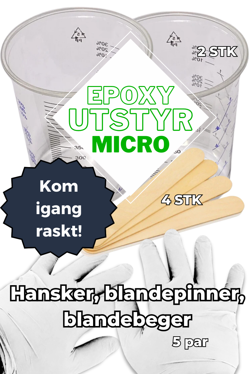 Varustepaketti epoksille – Pääse nopeasti alkuun – Pakkaus: ”Epoxy Utstyr Micro”