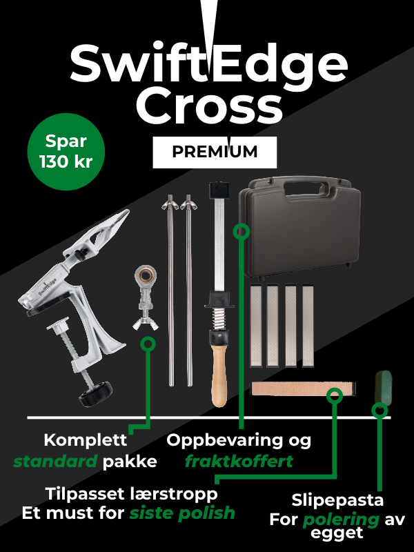 SwiftEdge Cross: Veitsenteroitusjärjestelmä säädettävällä kulmalla ja timanttiteroittimilla