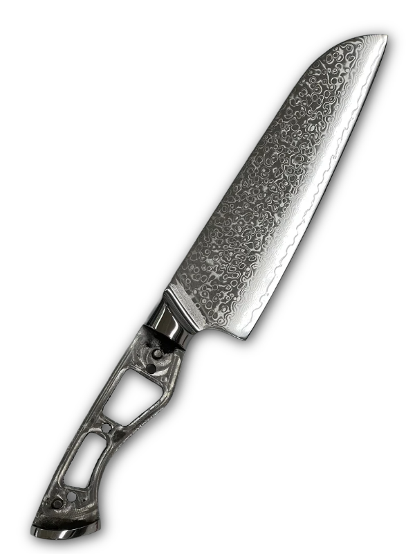Santoku – VG10 damaskiteräksinen kokkiveitsi 8", täysruoto ja helat