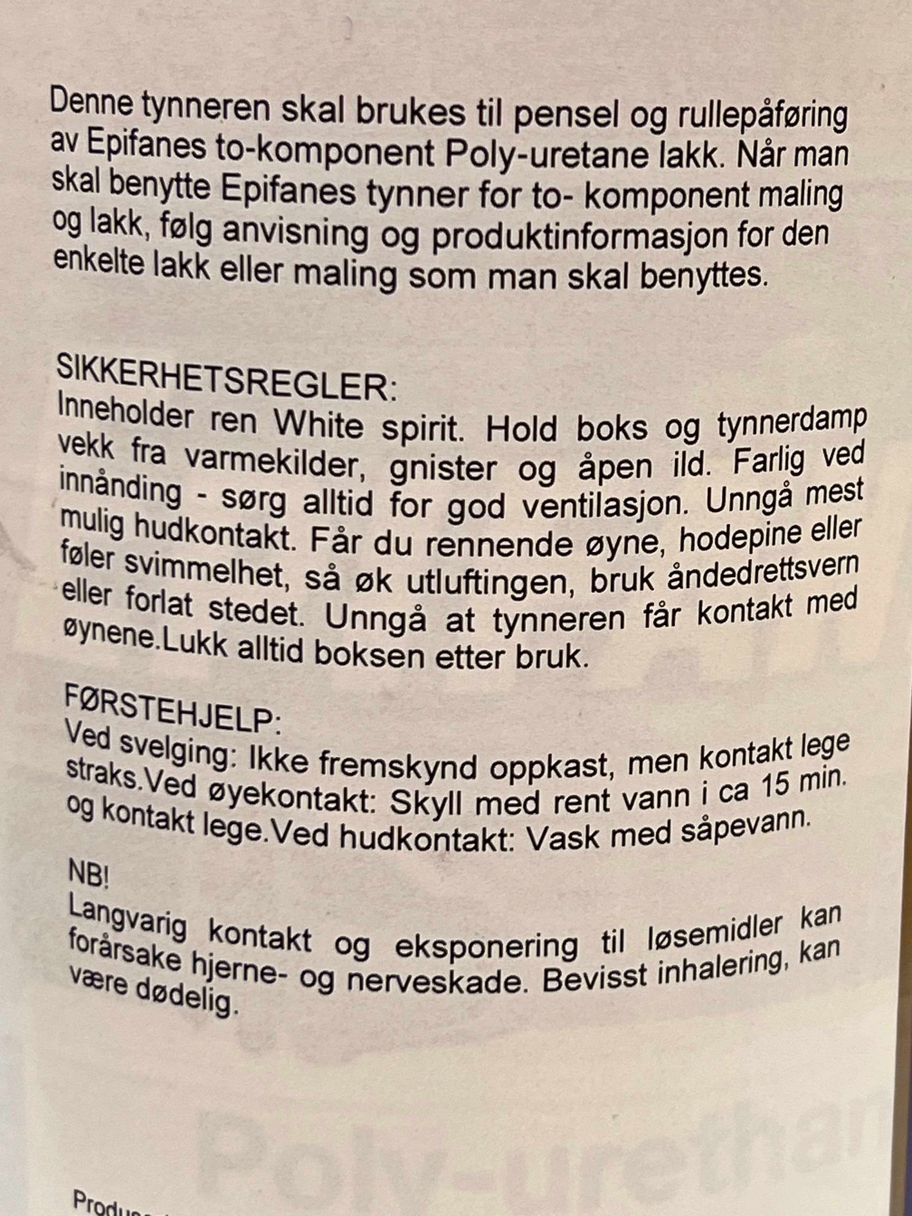 Epifanes-ohenne kaksikomponenttiselle polyuretaanilakalle 1000 ml
