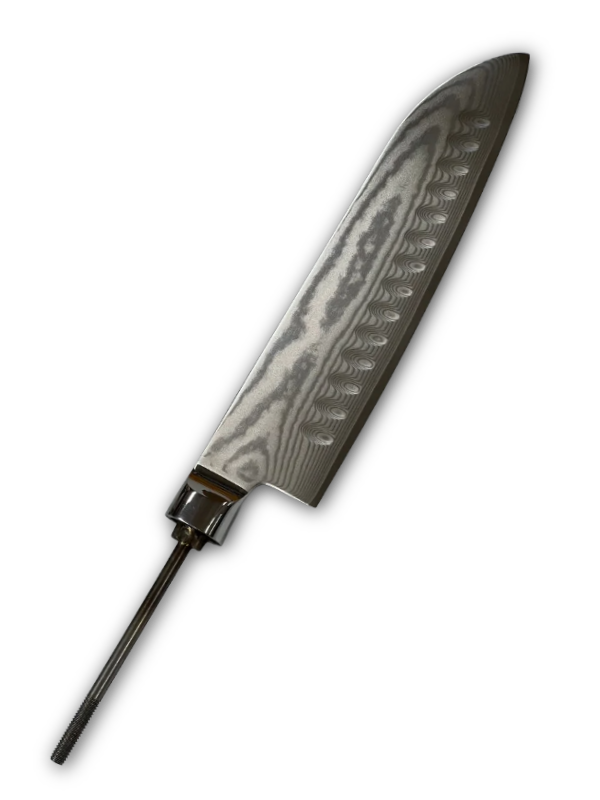 Santoku - AUS10 Damask Kokkiveitsi 7" läpi menevällä ruodolla ja helalla