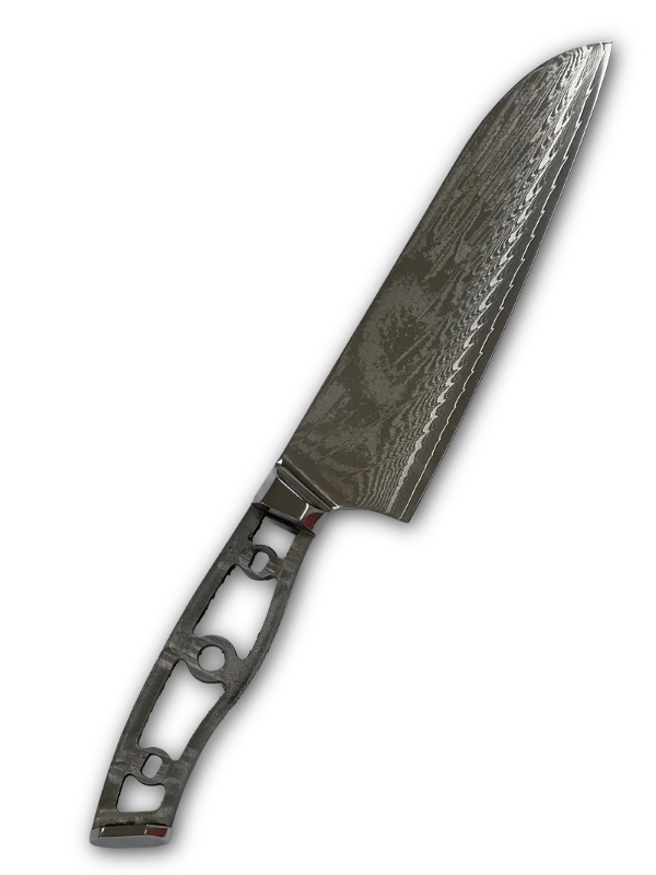 Santoku – AUS10 damaskiteräksinen kokkiveitsi 8", täysruoto ja helat