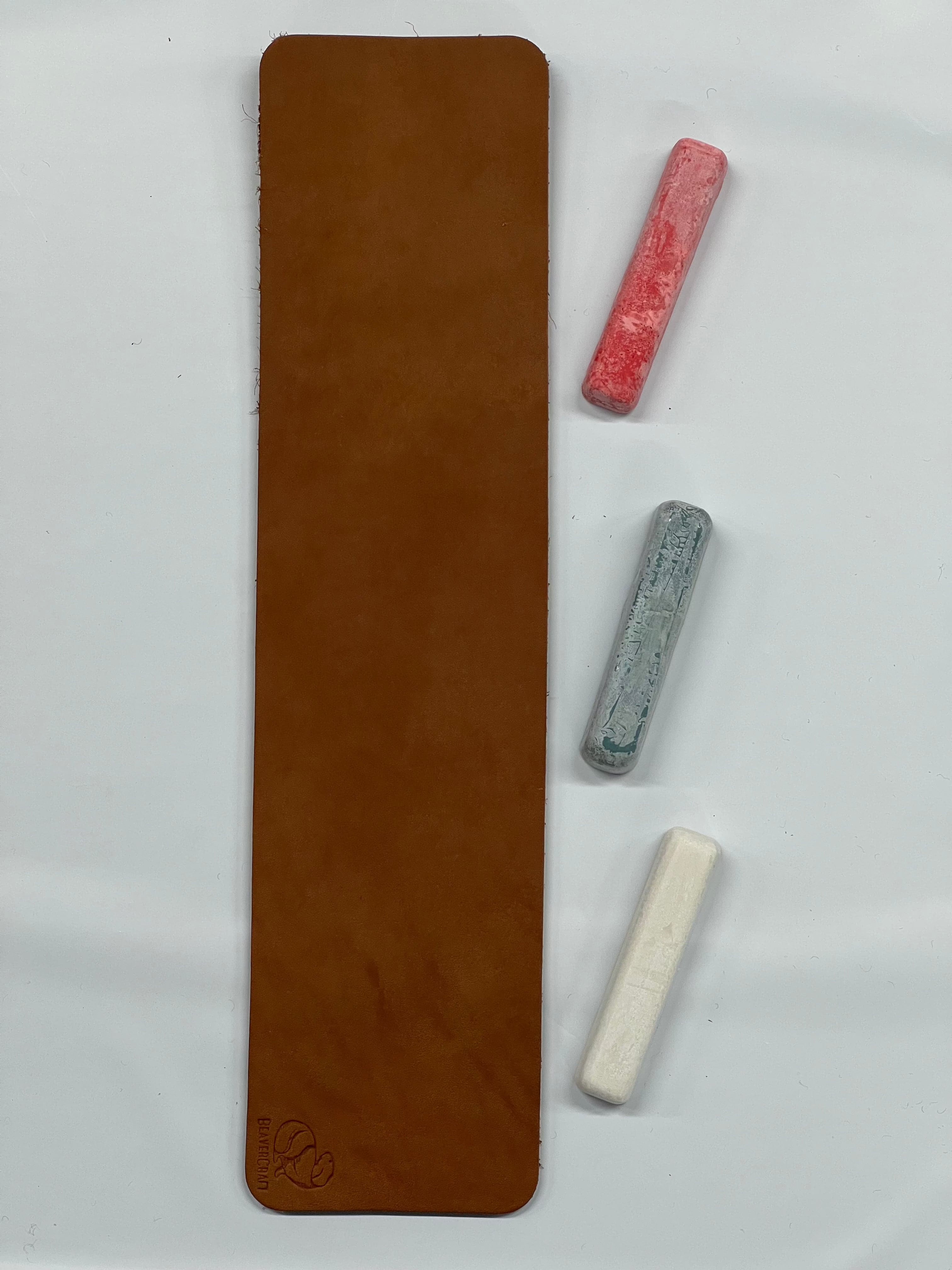 Nahkastroppi 305x75 mm, mukana 3 hiomatahnaa